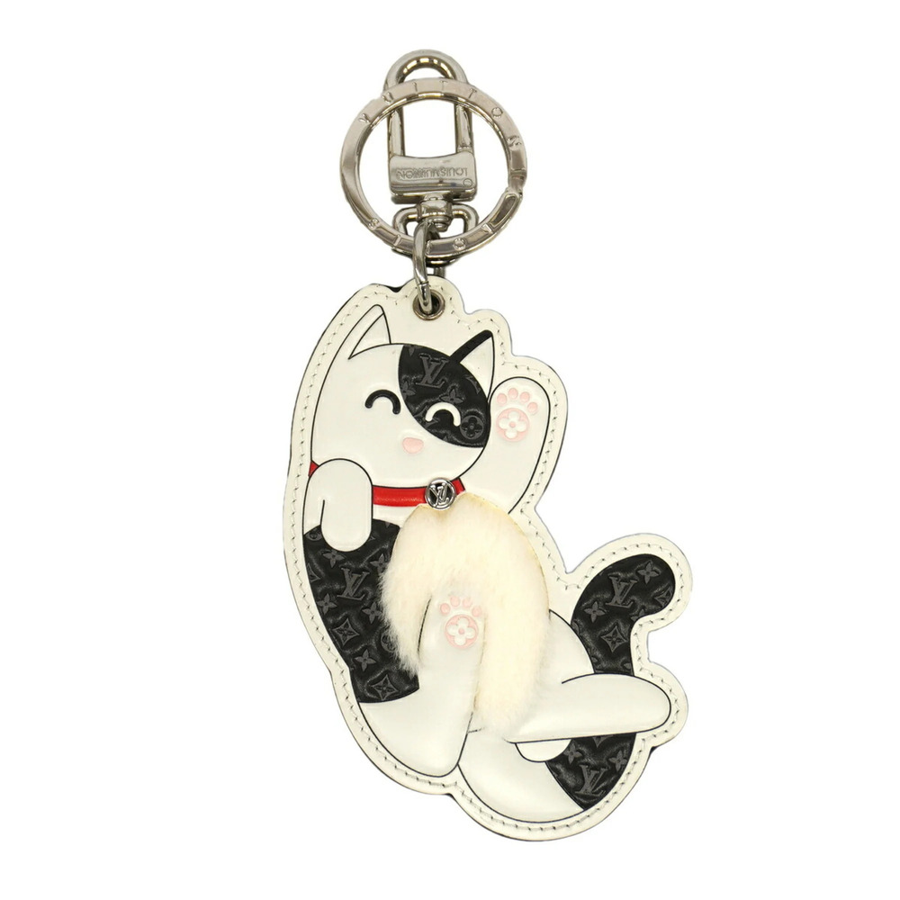 Louis Vuitton Keychain Charm Monogram LV Cat M01475 White Black Women's P3526605